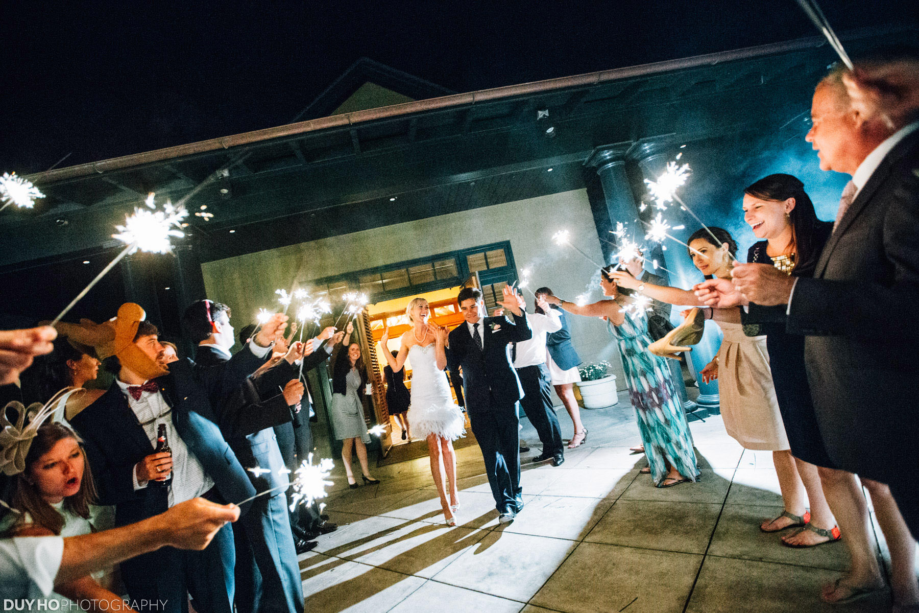 Sparkler Exit at Sharon Heights Country Club Wedding Photo