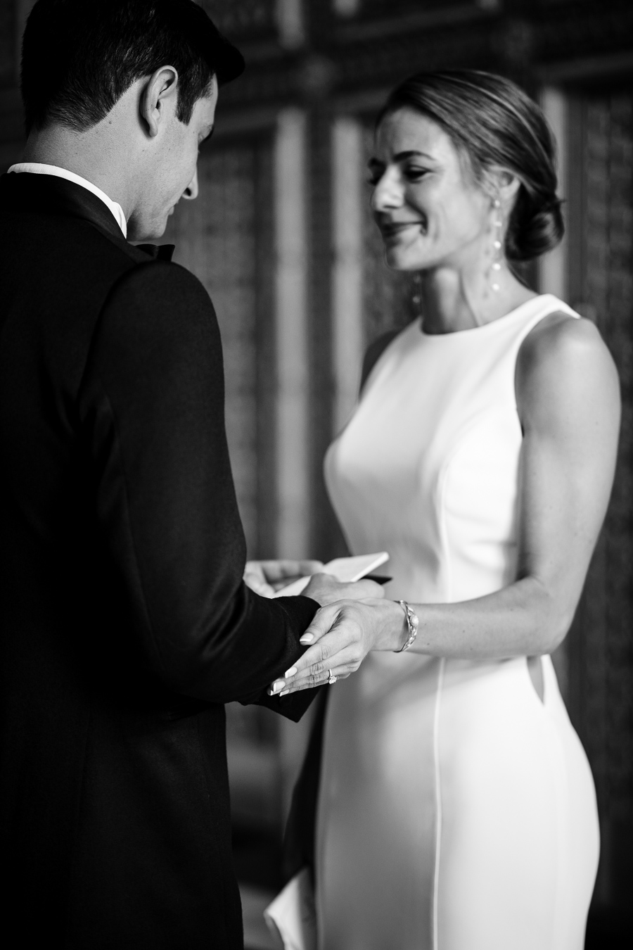 First look moment — Corinna and Matthew's classic Julia Morgan Ballroom wedding, photographed by Duy Ho