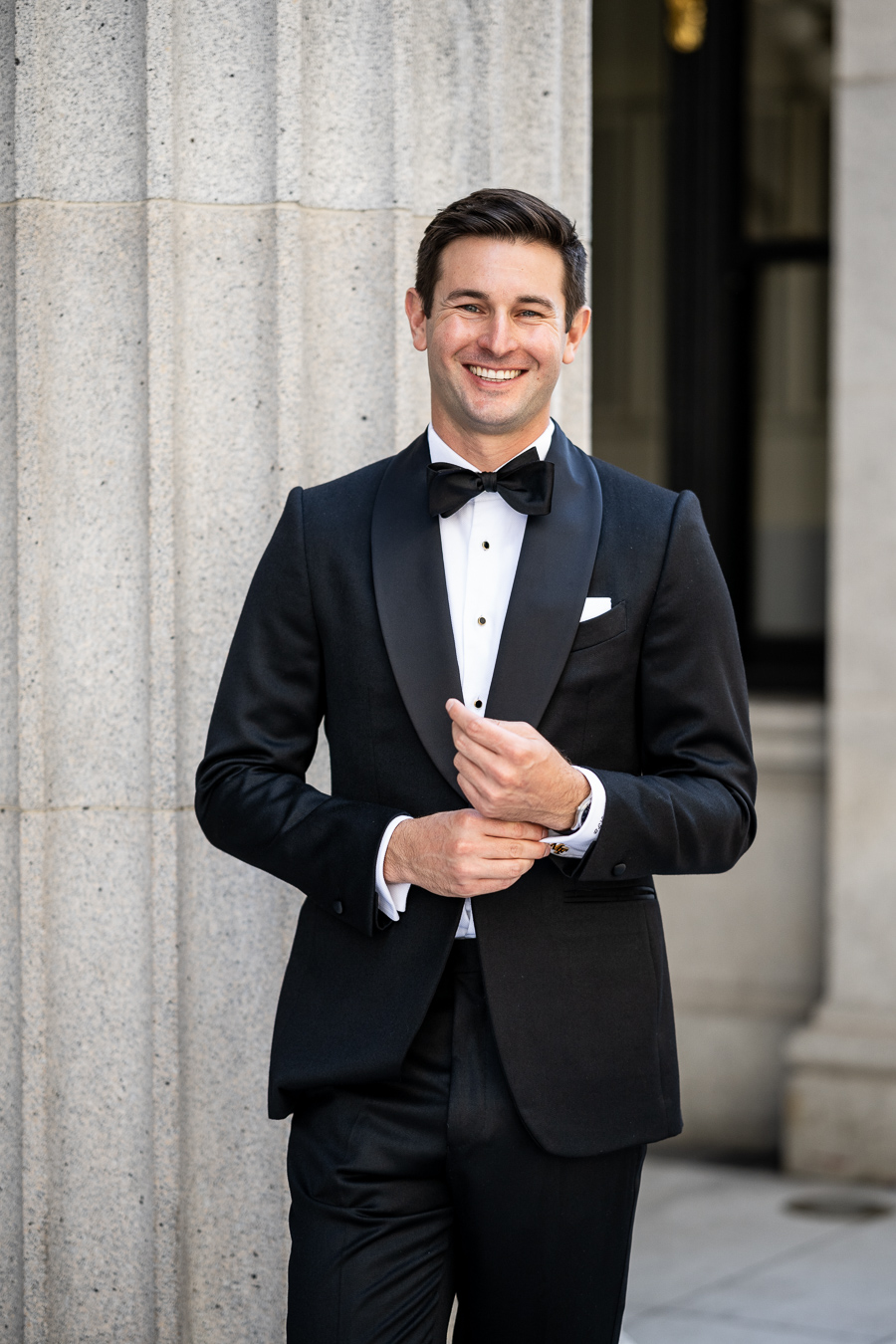 Couple portrait at Merchants Exchange Building San Francisco — Corinna and Matthew Julia Morgan Ballroom wedding