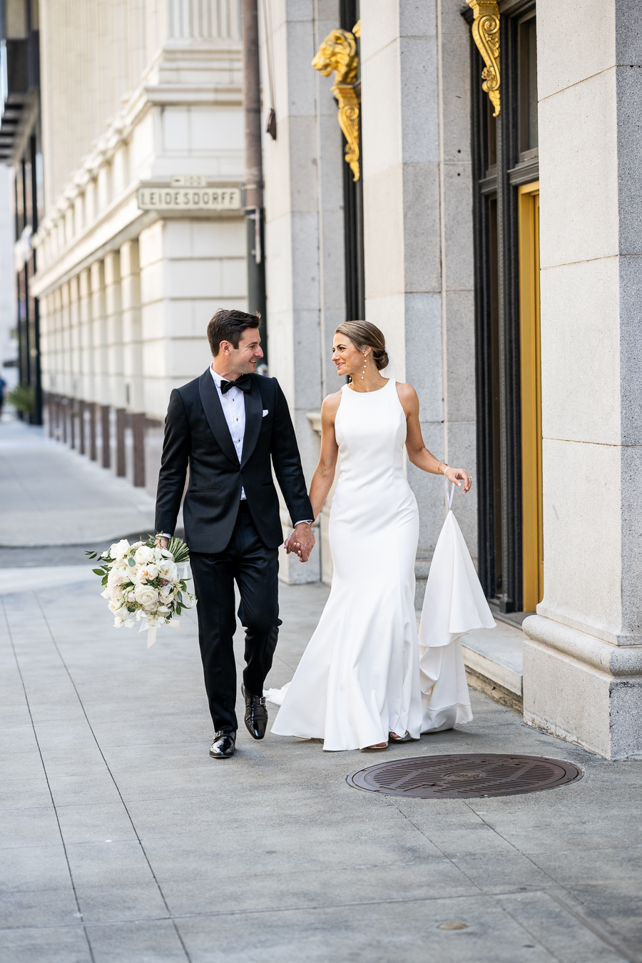 Couple portrait at Merchants Exchange Building San Francisco — Corinna and Matthew Julia Morgan Ballroom wedding