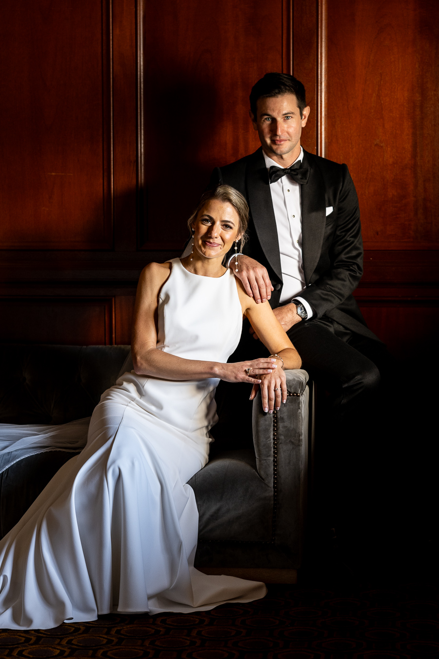 Couple portrait at Merchants Exchange Building San Francisco — Corinna and Matthew Julia Morgan Ballroom wedding