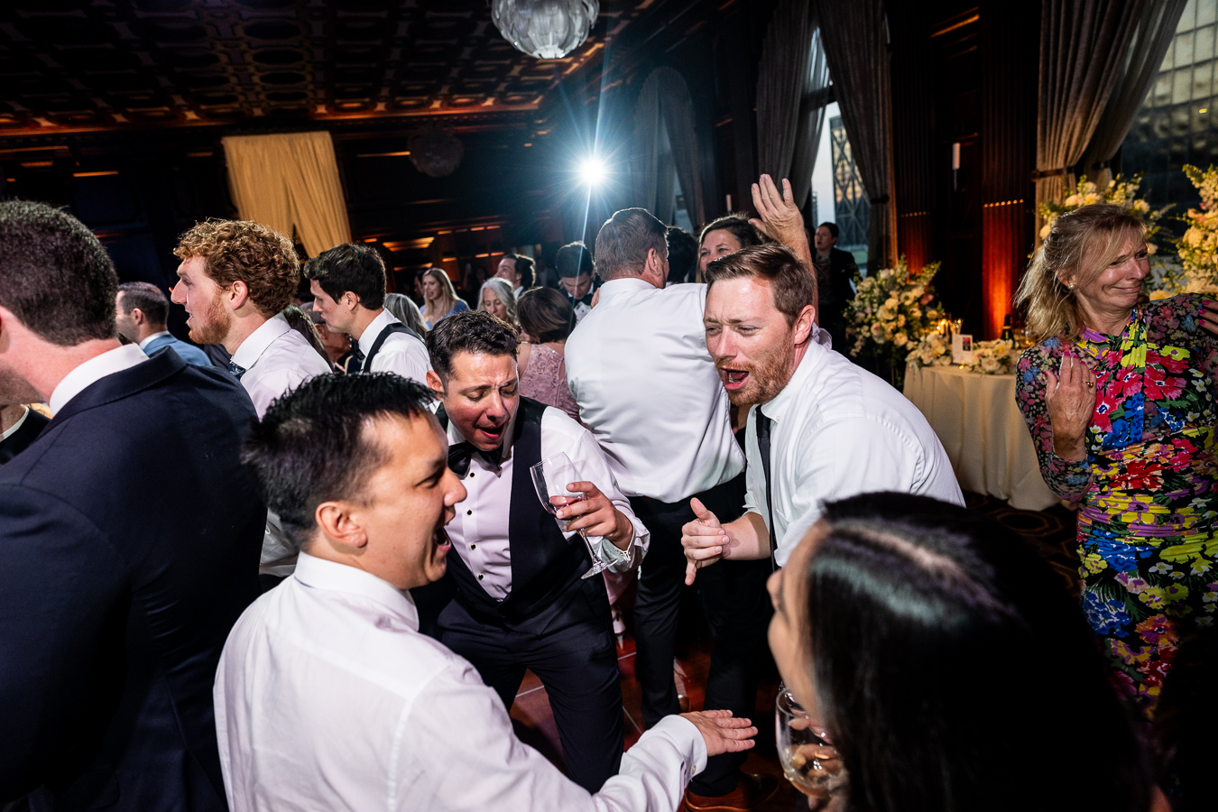 Candid reception moment at Julia Morgan Ballroom — Corinna and Matthew's classic San Francisco wedding