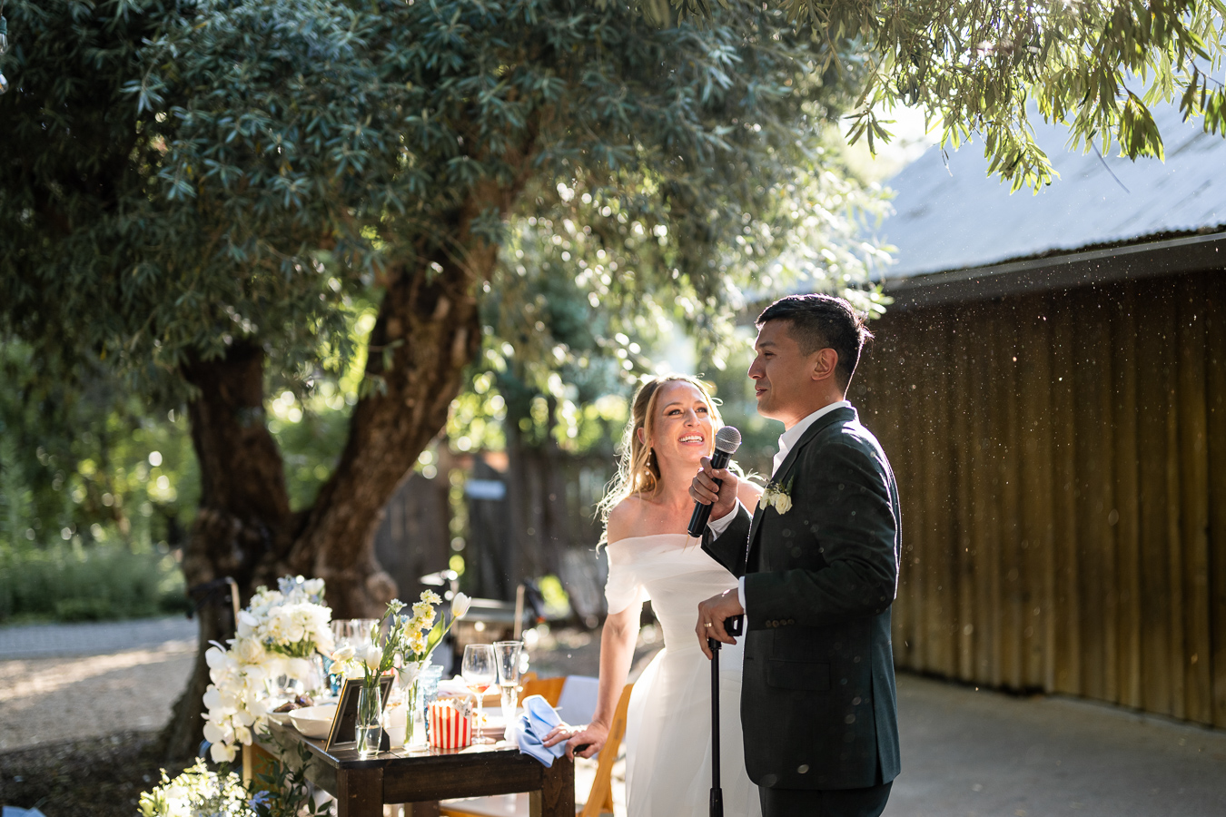Toasts at Ru's Farm wedding reception Healdsburg CA