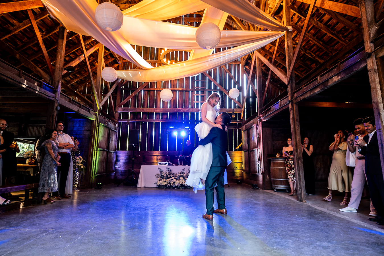 Reception moment at Ru's Farm wedding Healdsburg CA