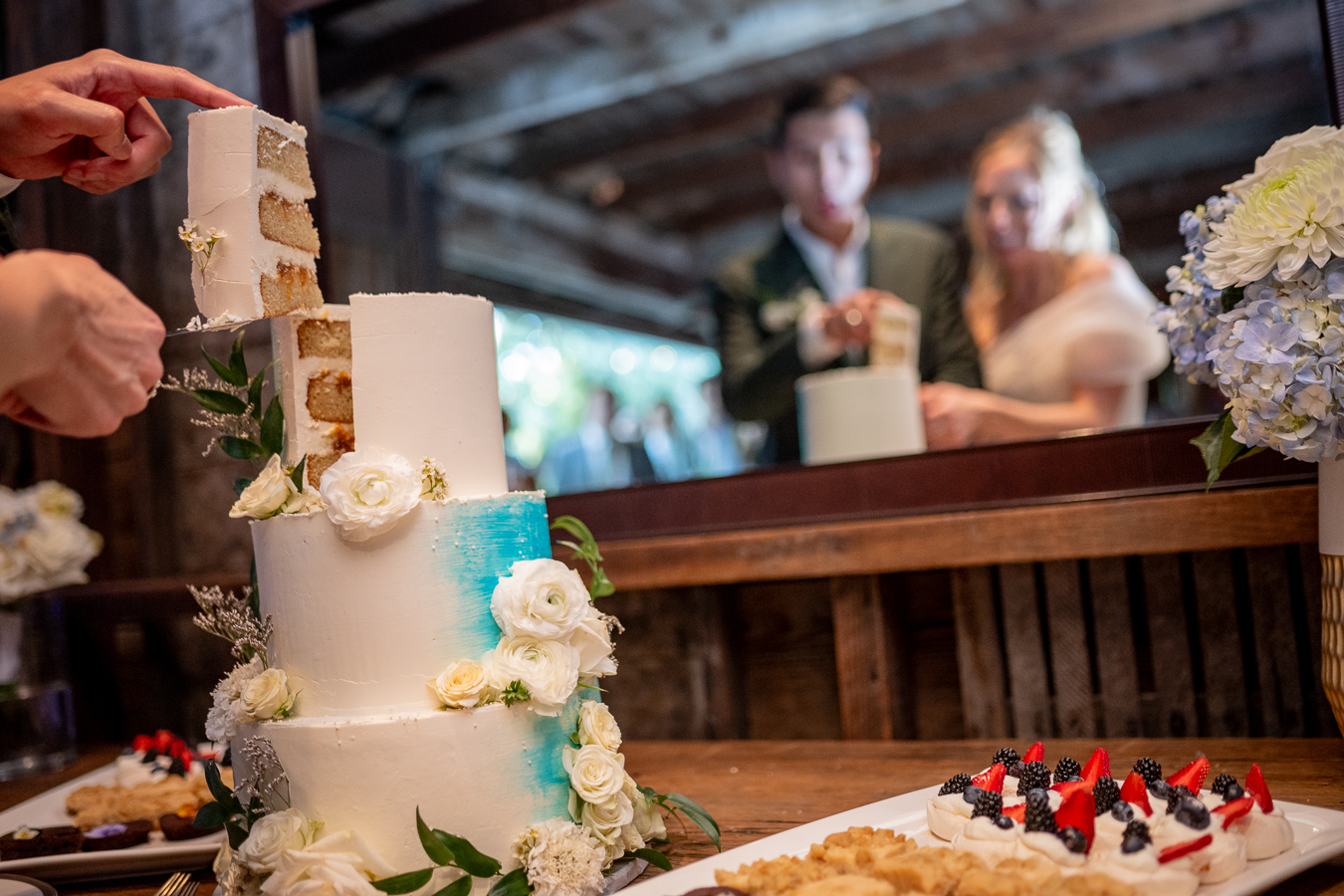 Couple at reception at Ru's Farm wedding Healdsburg CA