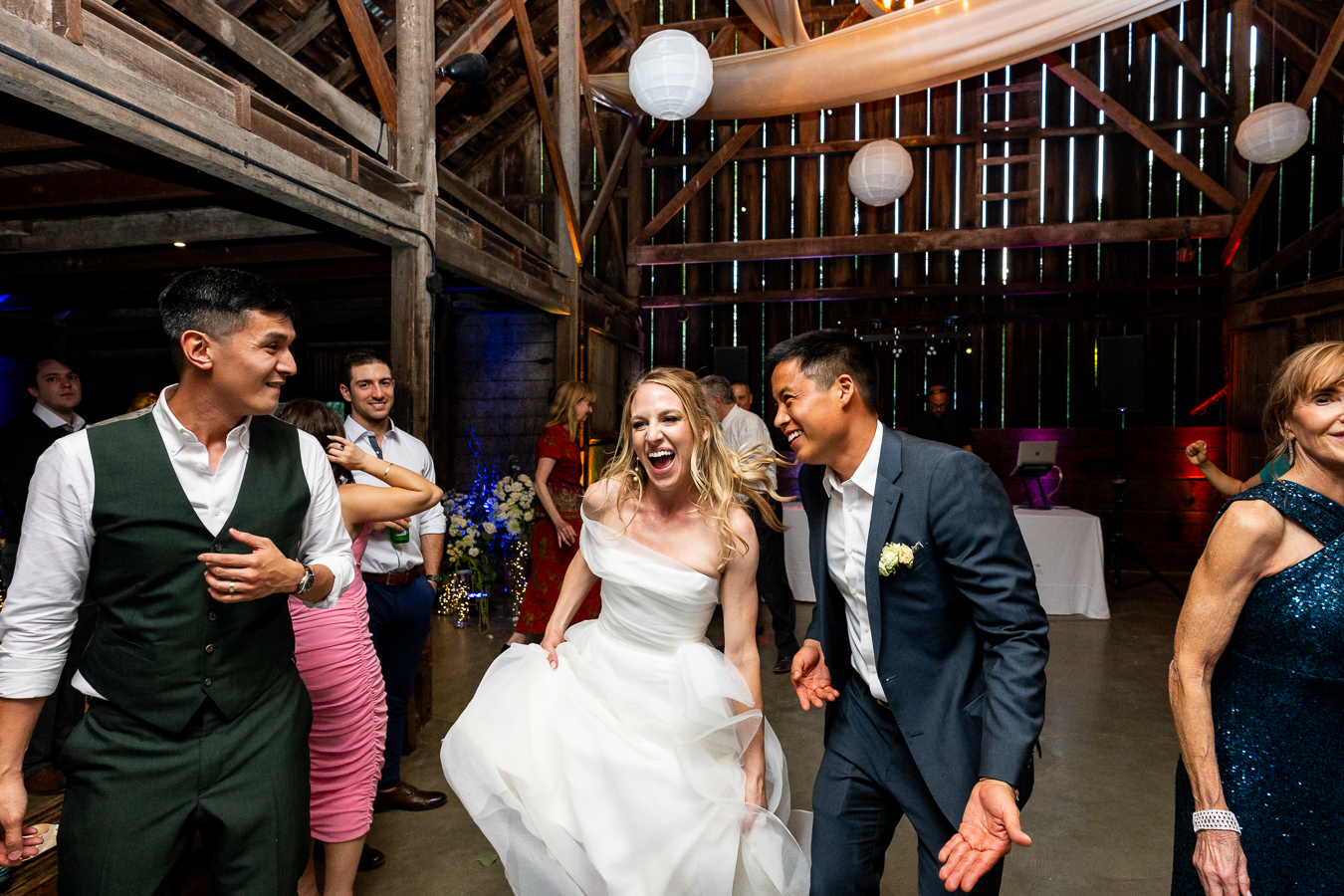 First dance under barn lights at Ru's Farm wedding Healdsburg