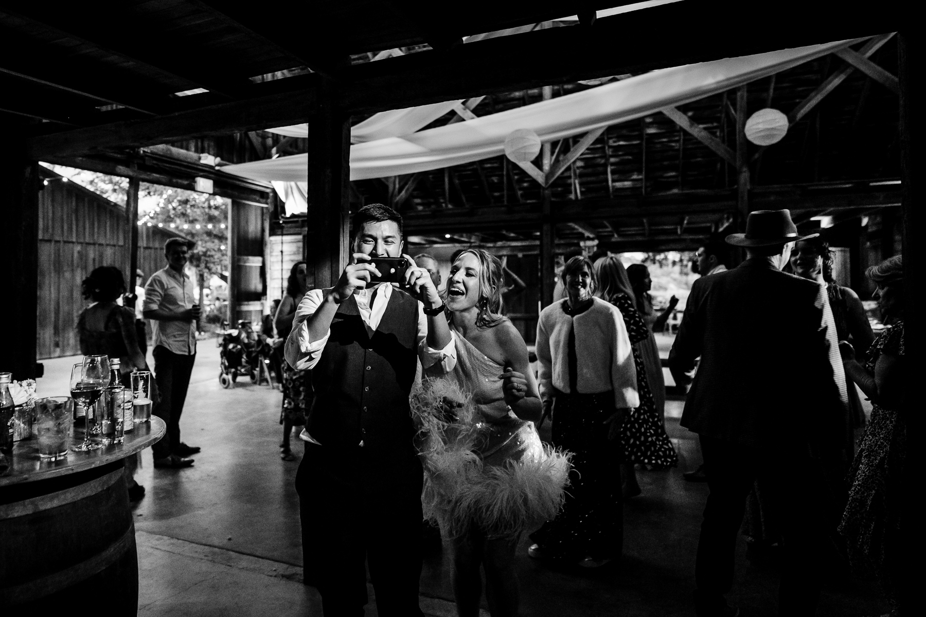 Wedding photographer behind the scenes Sonoma barn reception - Duy Ho Photography